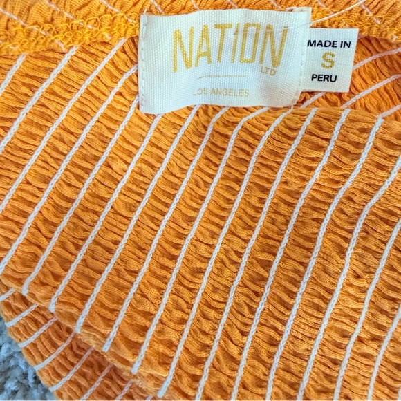 NWT Nation LTD Kirstie Mustard Smocked One Shoulder 100% Pima Cotton Size Small - Picture 8 of 11